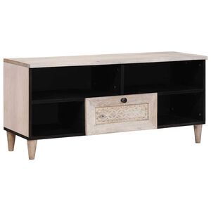 vidaXL TV-skap med skuff Blek Hvit 100 x 33 x 46 cm Massiv mango tre
