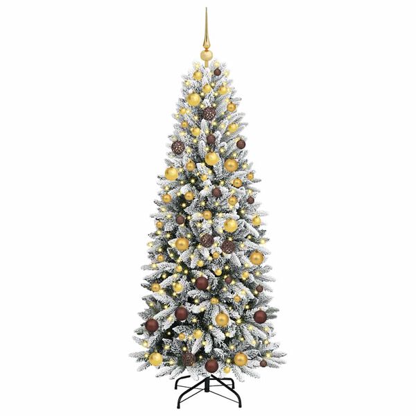 vidaXL Kunstig juletre med 300 LED Hvit 180 cm PVC, plast, st&aring;l og PE