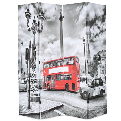 vidaXL Sammenleggbar romdeler 160x170 cm London buss svart og hvit