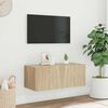 vidaXL Vegghengt TV-benk med LED sonoma eik 80x35x31 cm