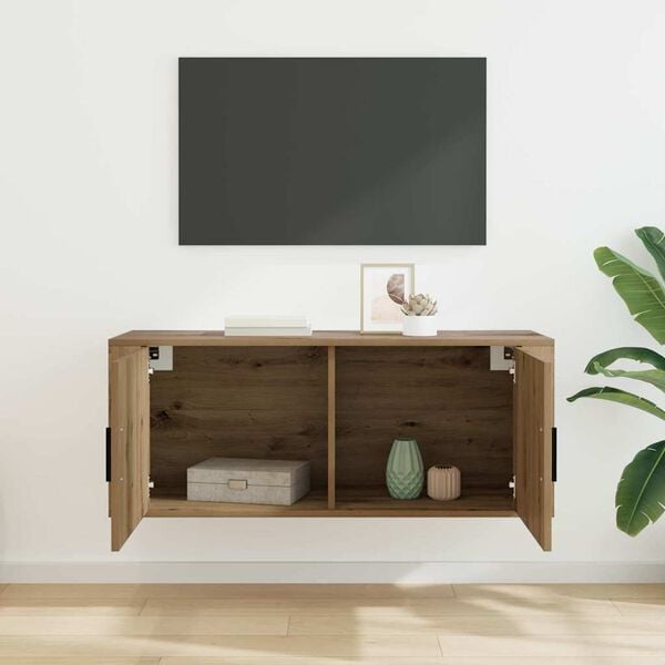 vidaXL Vegghengt TV-hylle Veggmontert Artisan Eik 100 x 34,5 x 40 cm