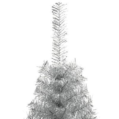 vidaXL Kunstig halvt juletre med stativ sølv 150 cm PET
