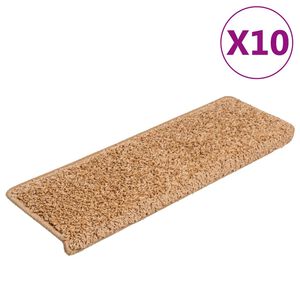 vidaXL Trappematter 10 stk 65x21x4 cm beige rektangul&aelig;r kant