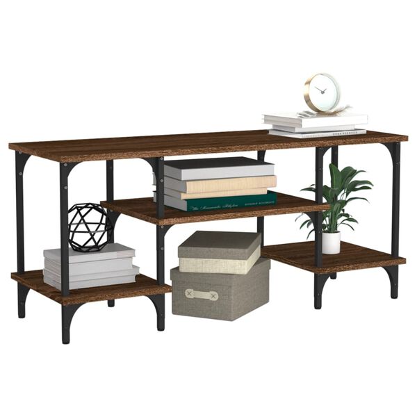 vidaXL TV-benk brun eik 102x35x45,5 cm konstruert tre