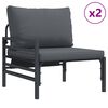 vidaXL Hagesofa Set med pute 5 pcs Svart St&aring;l
