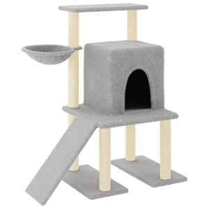 vidaXL Kattetre med klorestolper i sisal lysegr&aring; 96,5 cm