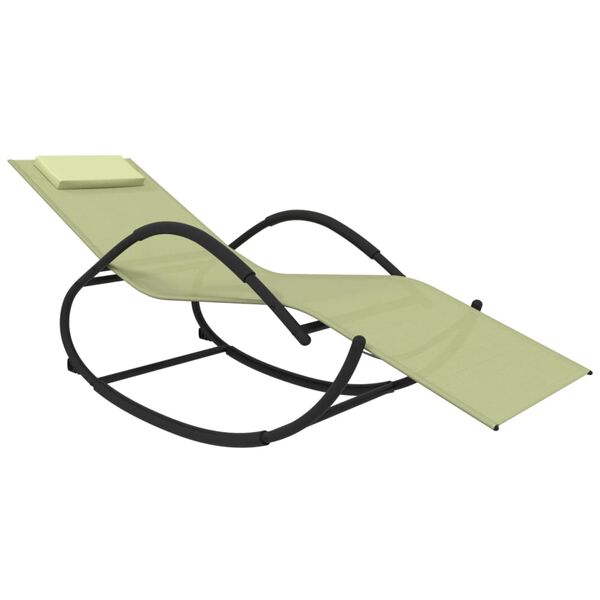 vidaXL Gyngende solsenger 2 stk kremhvit stål og textilene