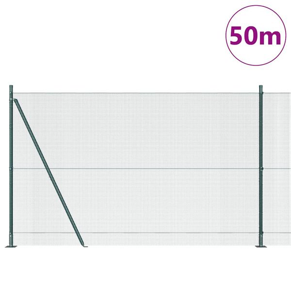 vidaXL Gjerdep&aring;le gr&oslash;nn 50 x 1,5 m (12 x 12 mm maske) St&aring;l og PVC