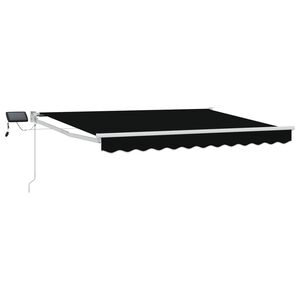 vidaXL Manuell utvidbar markise med LED-lamper Svart og Hvit 3 x 2,5 m
