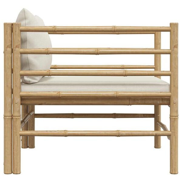 vidaXL Hagesofa med kremhvite puter bambus