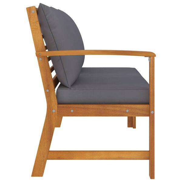 vidaXL Hagebenk 114,5 cm med m&oslash;rkegr&aring; pute heltre akasie