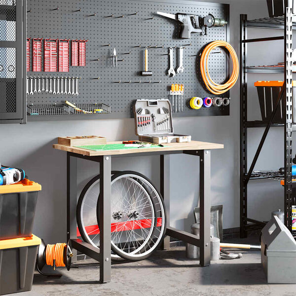 vidaXL Arbeidsbenk 100x60x81,5 cm heltre eik