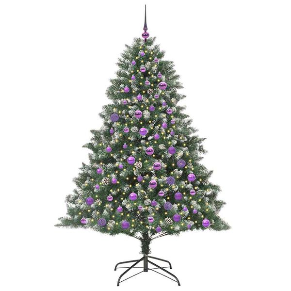 vidaXL Kunstig juletre med 300 LED grønn 180 cm PVC og plast og stål