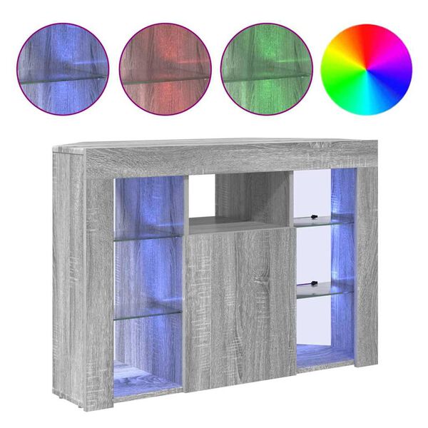 vidaXL Hj&oslash;rne LED TV-skap Gr&aring; Sonoma 100x40x68cm Konstruert tre