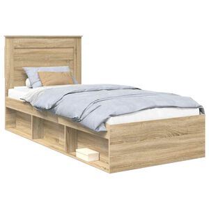 vidaXL Sengestamme med skuff Sonoma eik 75 x 190 cm Massiv furu