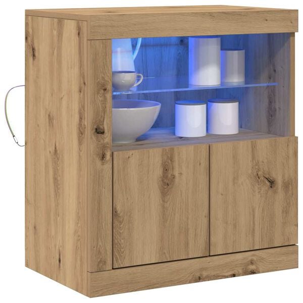 vidaXL LED sideboard Brun 60,5 x 37 x 67 cm Konstruert tre