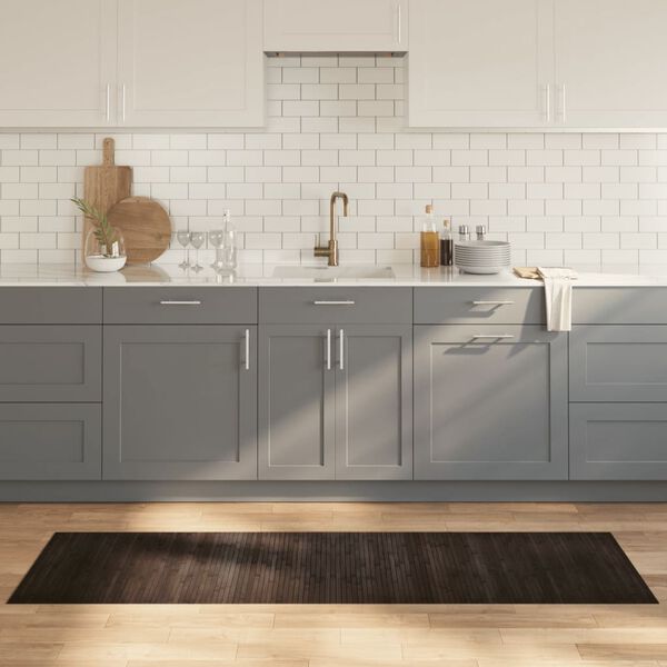 vidaXL Teppe rektangul&aelig;r m&oslash;rkebrun 60x200 cm bambus