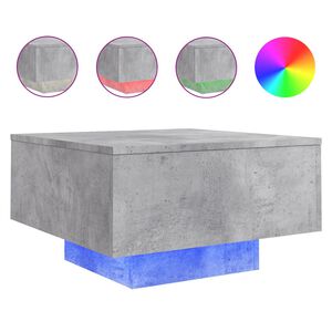 vidaXL Salongbord med LED-lys betonggr&aring; 55x55x31 cm