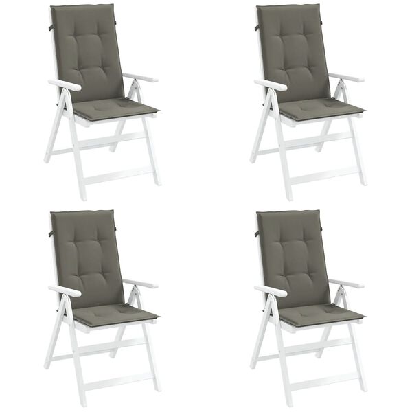 vidaXL Stolputer med h&oslash;y rygg 4 stk melert m&oslash;rkegr&aring; 120x50x4 cm stoff