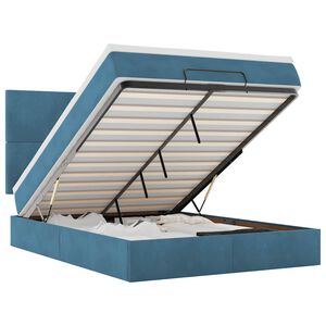 vidaXL Ottoman sengeramme med madrasser m&oslash;rkebl&aring; 140x190cm fl&oslash;yel