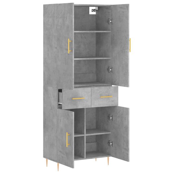 vidaXL Highboard betonggr&aring; 69,5x34x180 cm konstruert tre
