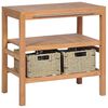 vidaXL Servantskap for bad med 2 kurver heltre teak 74x45x75 cm