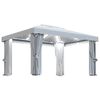 vidaXL Paviljong med gardin og LED-strenglys 4x3 m kremhvit