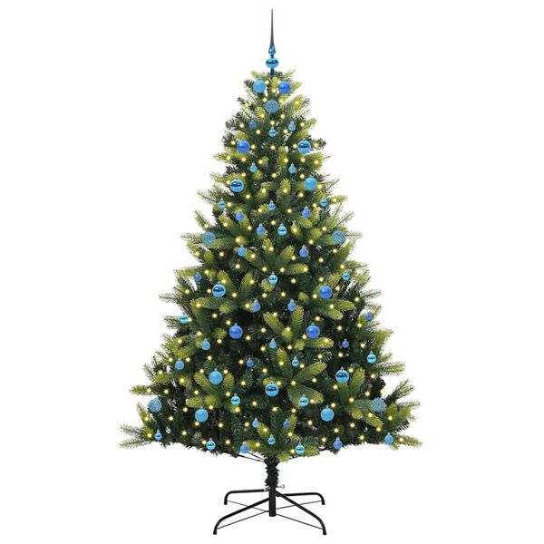 vidaXL Kunstig leddet juletre med 300 LED-lamper gr&oslash;nn 210 cm