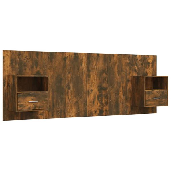 vidaXL Sengegavl med skap røkt eik konstruert tre