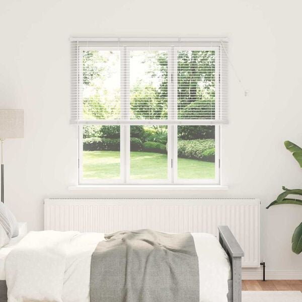 vidaXL Vindu Persienne med gardiner Hvit Aluminium