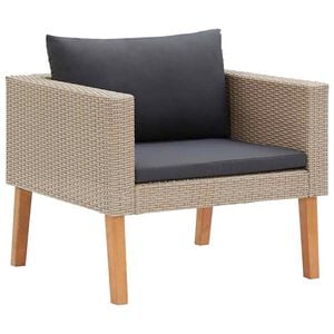 vidaXL Utend&oslash;rs enkeltsofa med puter polyrotting beige