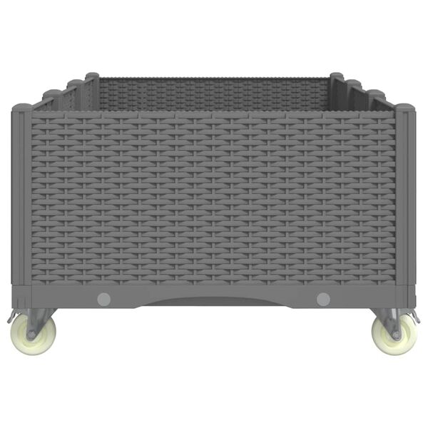 vidaXL Plantekasse med hjul lysegrå 150x80x54 cm PP