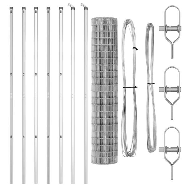 vidaXL Gjerde med stolpe s&oslash;lv 1,6 x 10 m St&aring;l og PVC