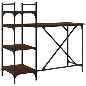 vidaXL Databord med hyller brun eik 120x47x109 cm