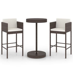 vidaXL Barsett til hage med puter 3 deler polyrotting brun