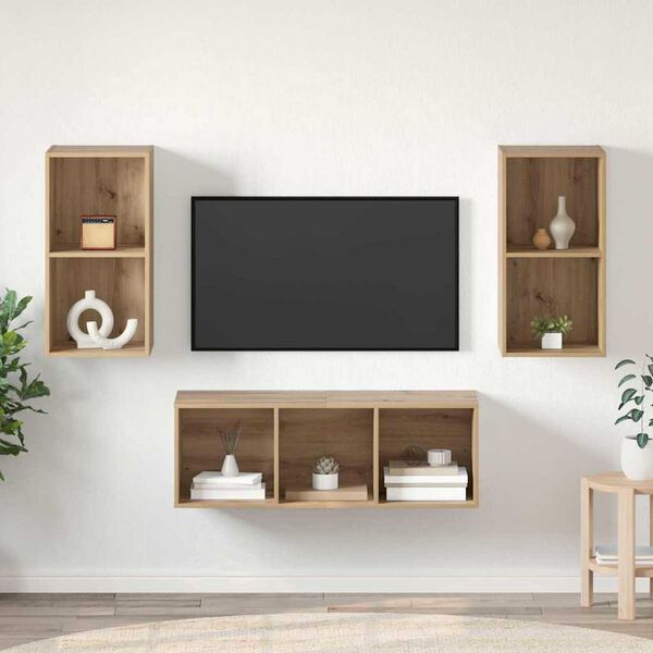 vidaXL TV-benksett Artisan Eik 37 x 37 x 107 cm Konstruert tre