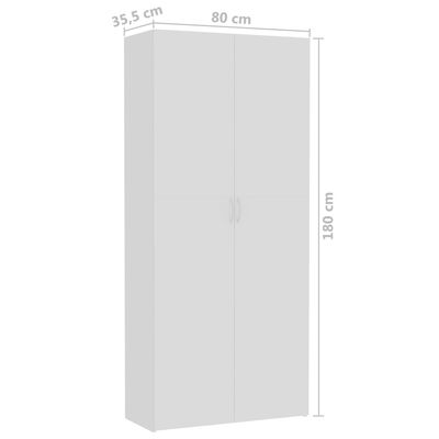 vidaXL Oppbevaringsskap hvit 80x35,5x180 cm sponplate