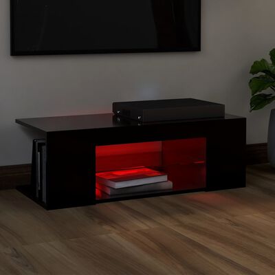 vidaXL TV-benk med LED-lys svart 90x39x30 cm