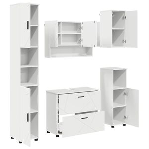 vidaXL Baderomsinnredningssett 5 pcs Hvit Ingeni&oslash;rtre og metall