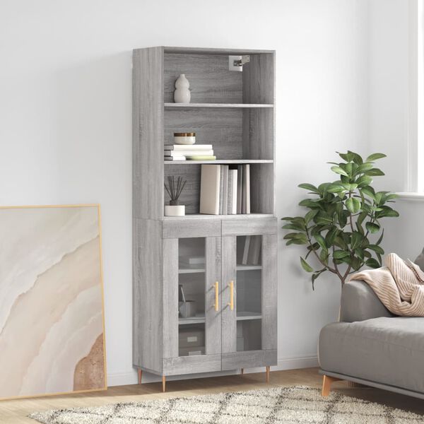 vidaXL Highboard gr&aring; sonoma 69,5x34x180 cm konstruert tre