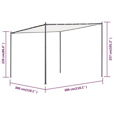 vidaXL Paviljong med tak 3x3 m hvit 180 g/m²