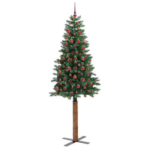 vidaXL Slim juletre med 300 LED grønn 210 cm PVC og Massivt Furu tre