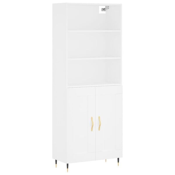 vidaXL Highboard hvit 69,5x34x180 cm konstruert tre