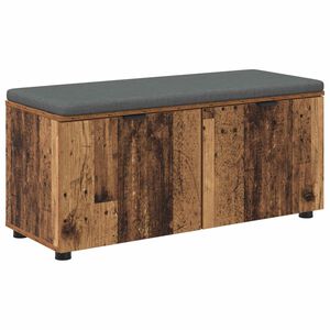 vidaXL Gangbenk med pute med hylle Gammelt tre 100 x 38 x 46 cm