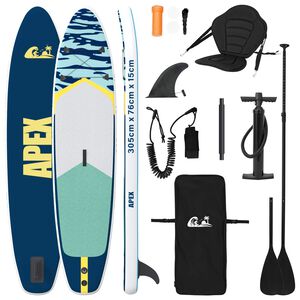 vidaXL SUP-brett med sete 2-i-1 APEX 305 x 76 x 15 cm Bl&aring; for