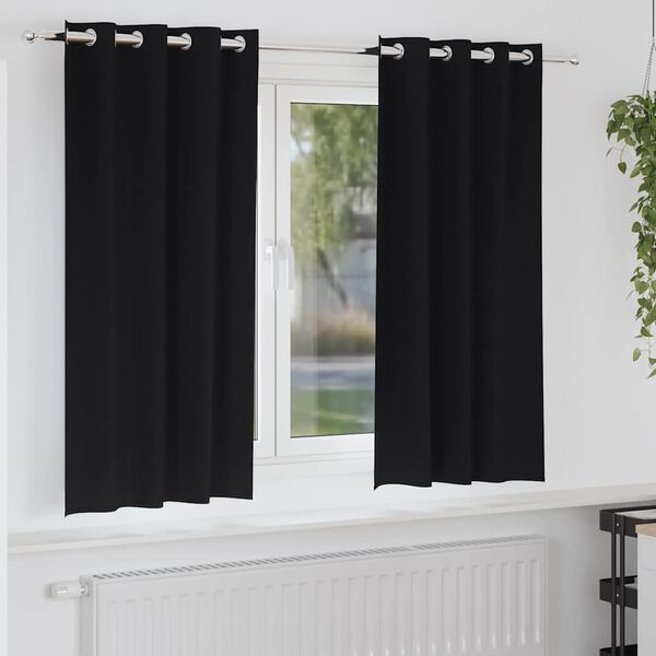 vidaXL M&oslash;rkleggende Gardiner med Ringer 2 pcs Svart 175 x 140 cm