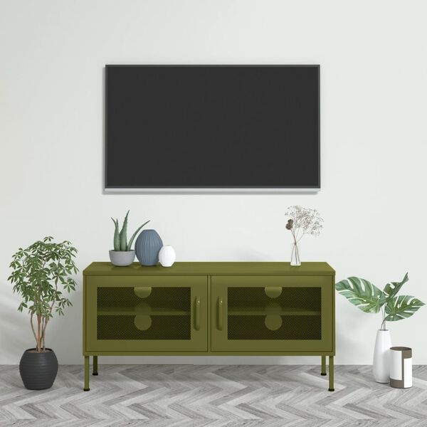vidaXL TV-benk olivengrønn 105x35x50 cm stål