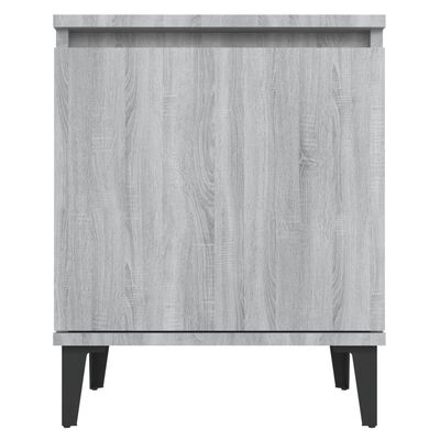 vidaXL Nattbord med metallben 2 stk grå sonoma eik 40x30x50 cm