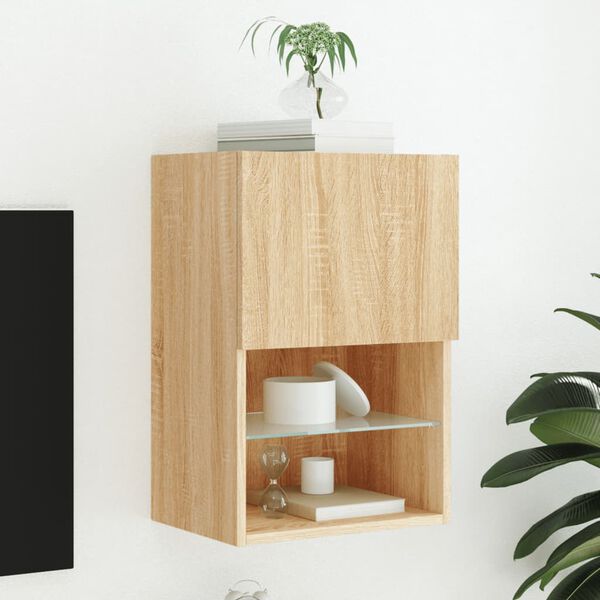 vidaXL TV-benk med LED-lys sonoma eik 40,5x30x60 cm