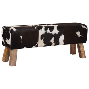 vidaXL benk 110 x 30 x 45 cm Ekte L&aelig;r Svart og Hvit